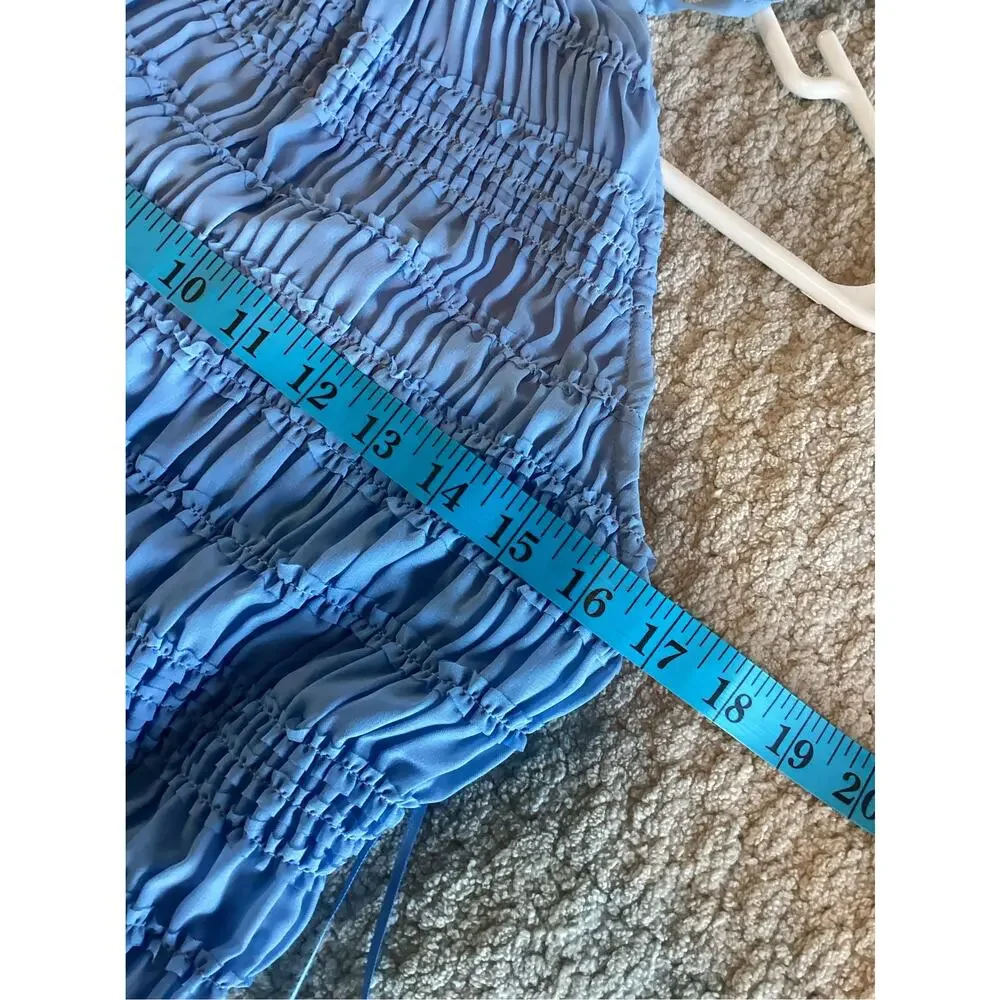 New Abercrombie & Fitch Women's Halter Ruched Maxi Dress Dress Blue Size Large
